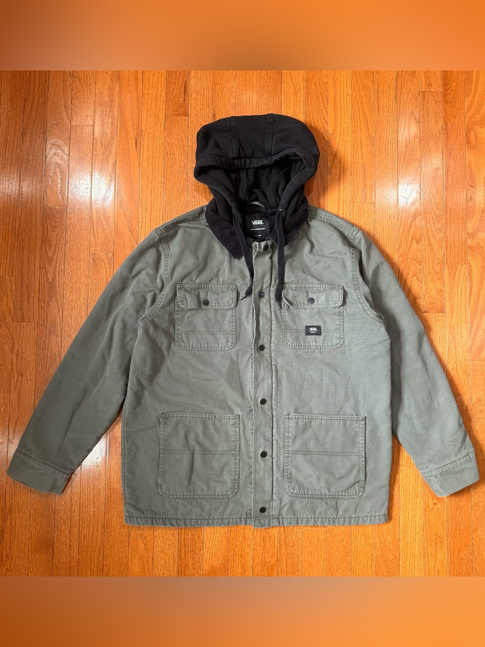 Vans Mens XL MN Drill Chore Coat Hooded Jacket Canvas Utility Workwear Barn